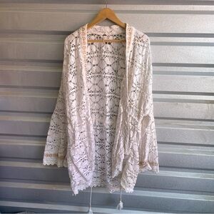 FREE PEOPLE  Bell Sleeve Lace Duster in Ivory